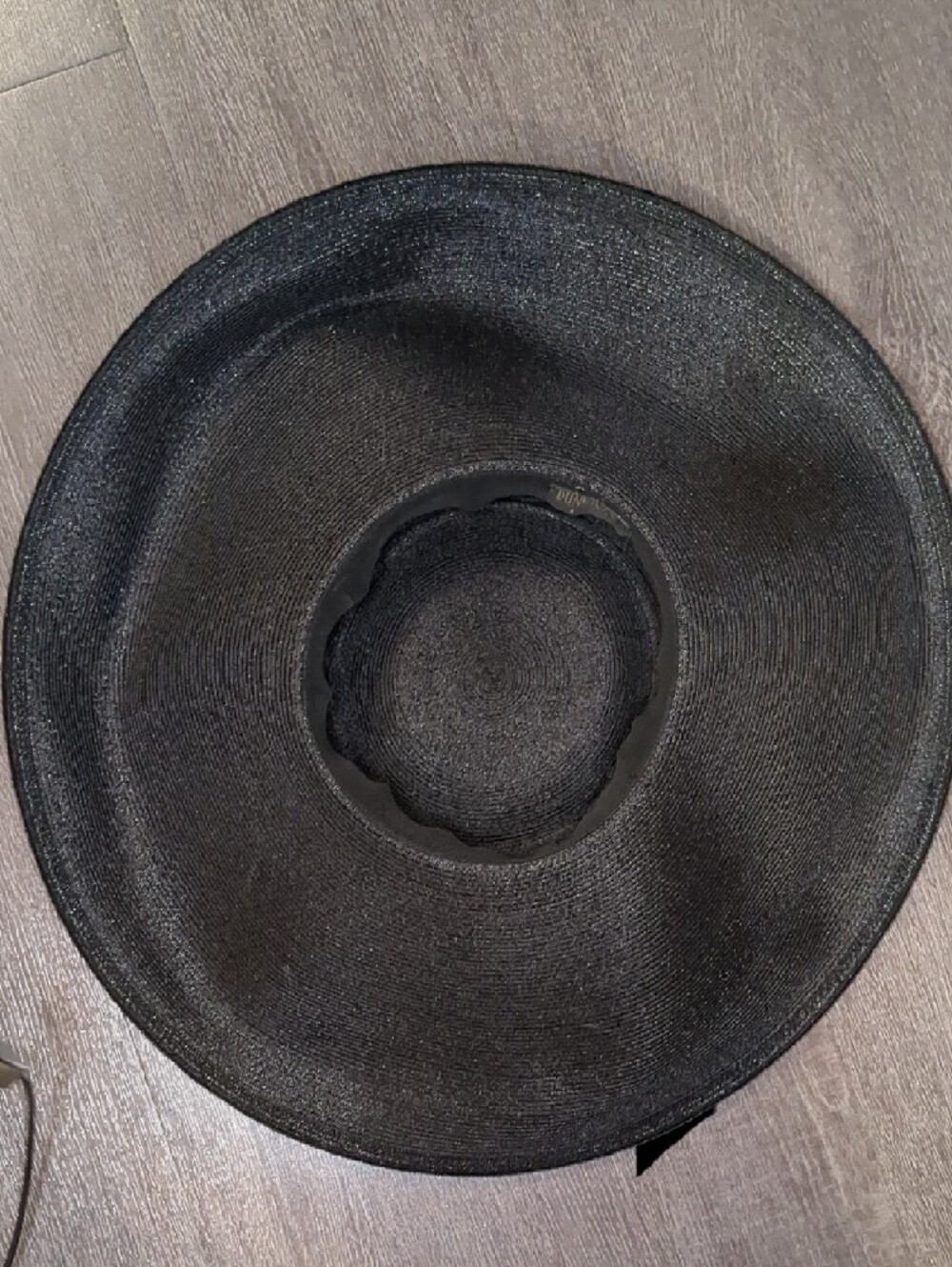 Vintage 50s Black Straw Picture Hat w/ Grosgrain Ribbon From Dunnings Pasadena - Picture 8 of 9